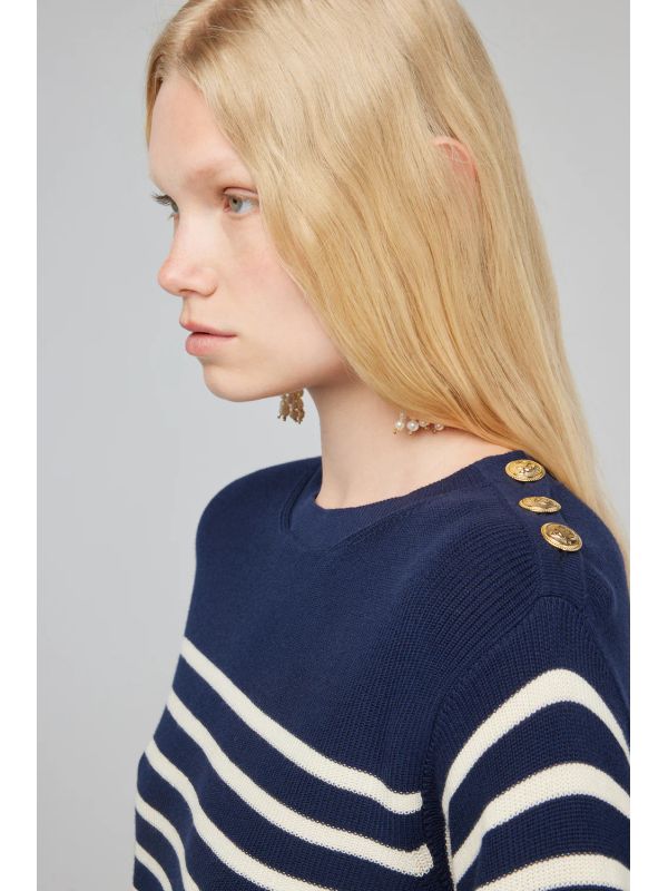 Perla Stripe
  Button Detail Knit