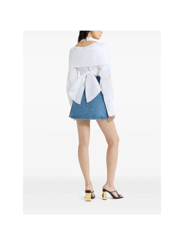 Wrap Puff Sleeve Cotton Blouse