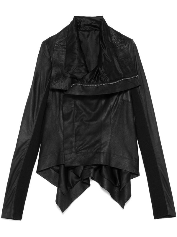 Naska High
  Neck Asymmetric Leather Jacket