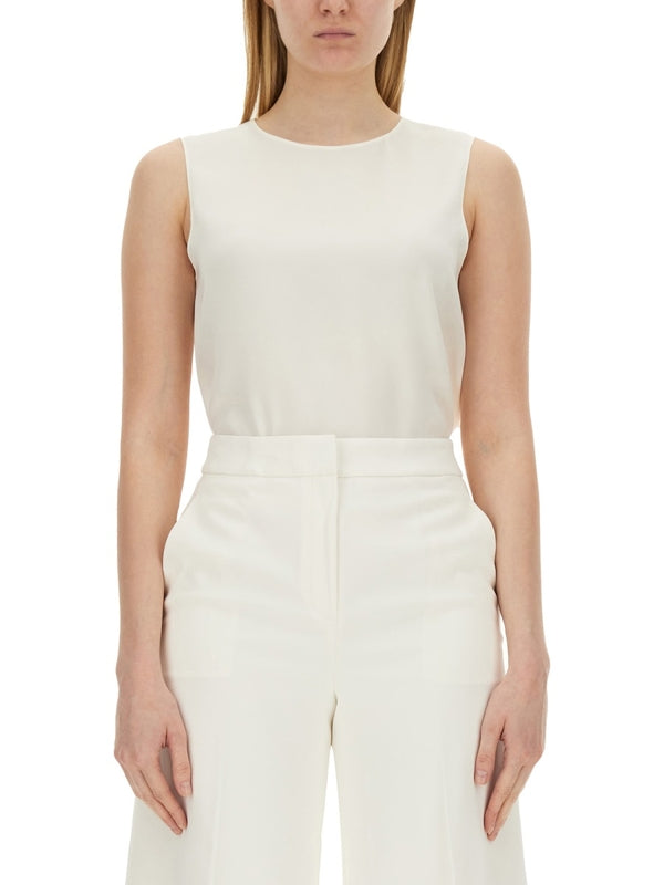 White Silk Sleeveless Top