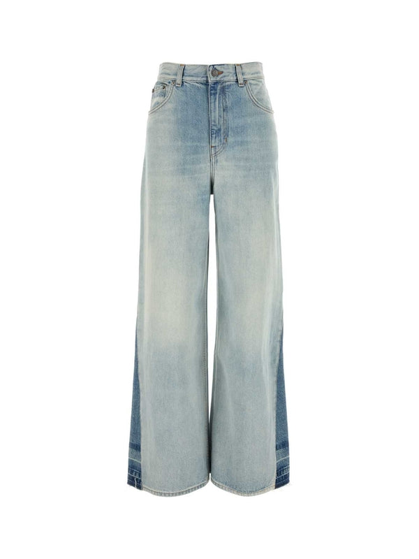 Back Logo Patch Cotton Denim Pants