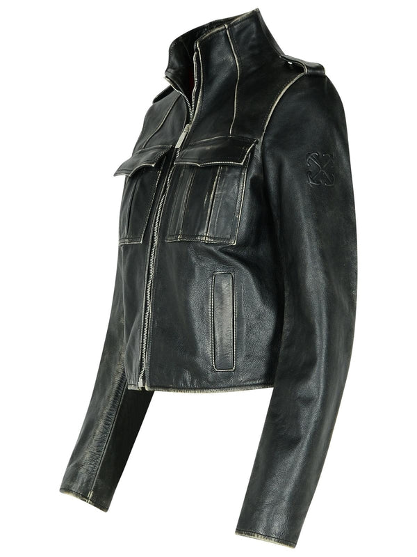 Vintage Effect Leather Jacket