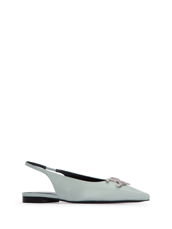 Triomphe Logo Leather Slingback Flat Shoes