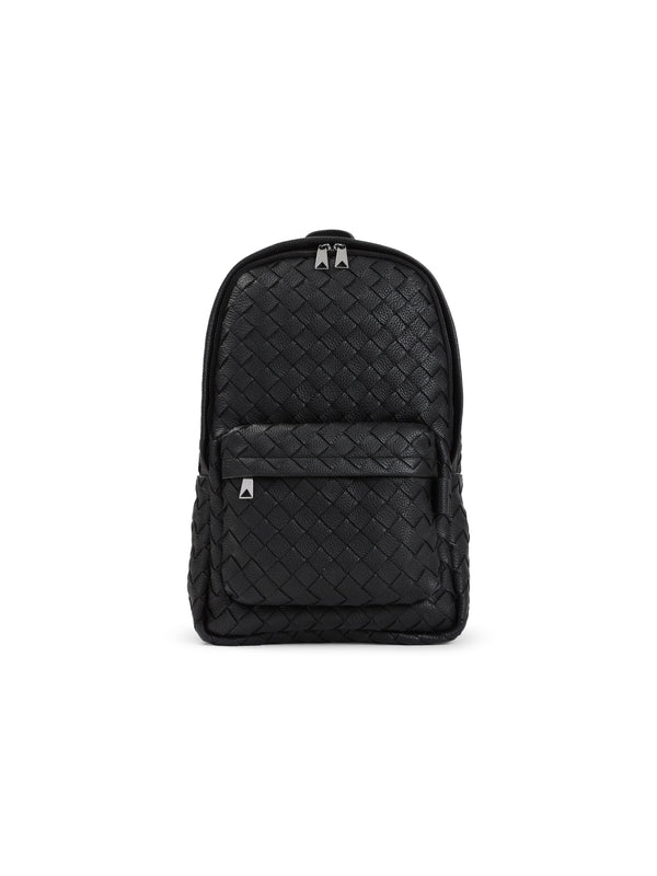 Pocket Detail Intrecciato Leather Backpack