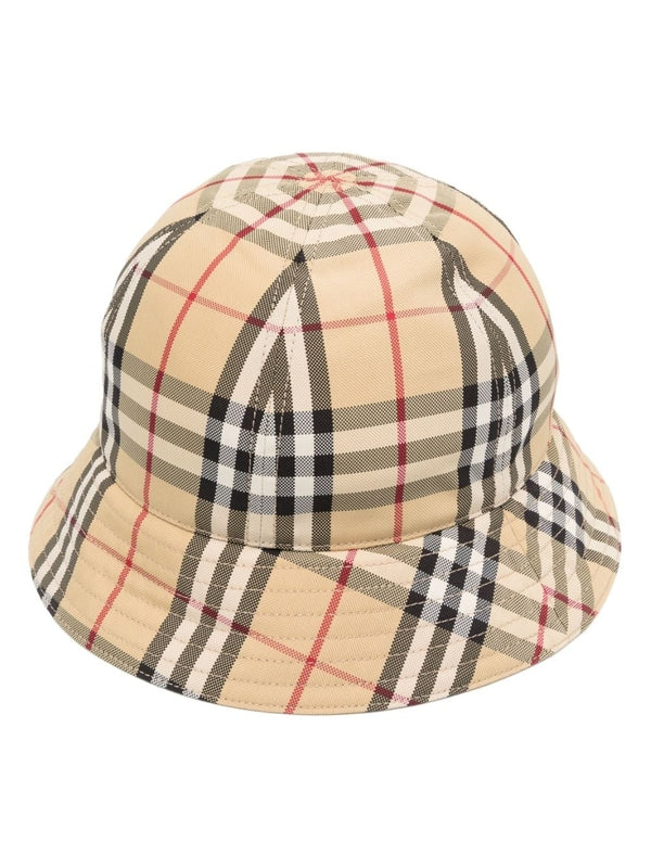 Vintage Check Stitching Bucket Hat