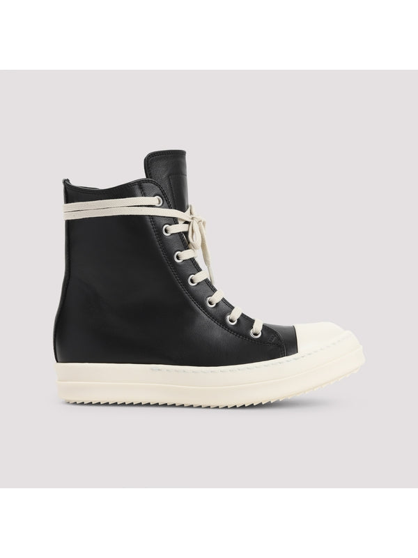 Zipper Detail Leather High Top Sneakers