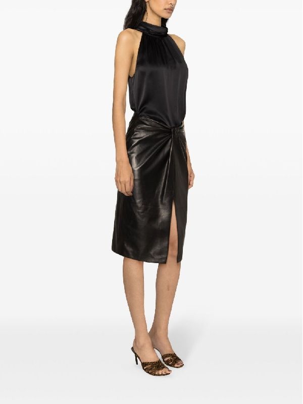 Twist Lambskin Pencil Skirt