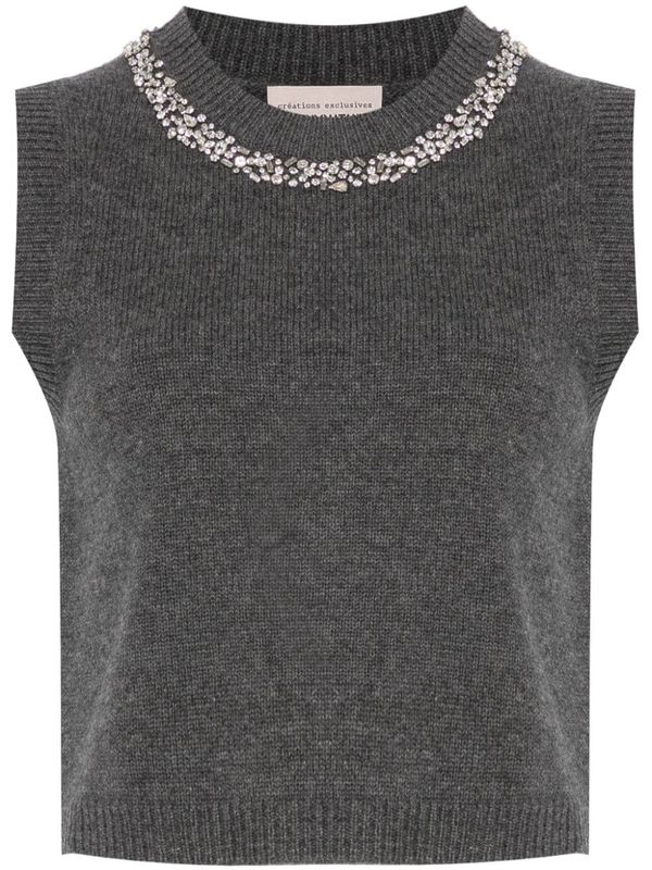 Jewel Embellished Sleeveless Knit