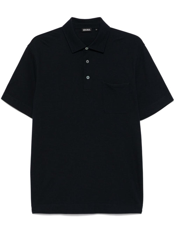 Back Logo Tab Pocket Cotton Short Sleeve Polo Shirt