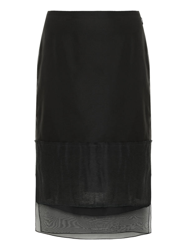 Sheer Linen Silk Midi Skirt