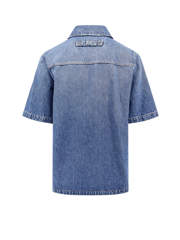 Back Logo Denim Short Sleeve Shirt