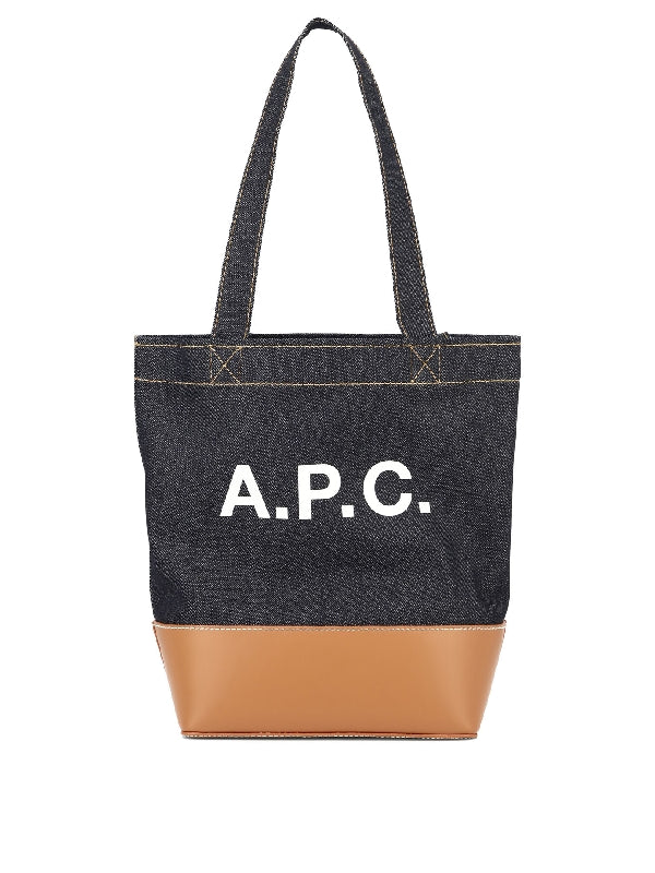 Axel Logo Denim Leather Tote
  Bag