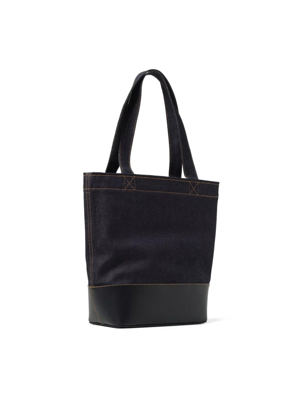 Axel Logo Print Denim Leather Tote Bag