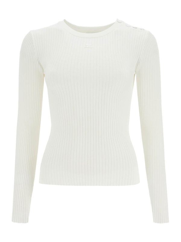 'ribbed stretch knit pullover sweater Knitted