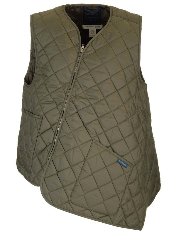 Asymmetric Logo Label Quilted Vest