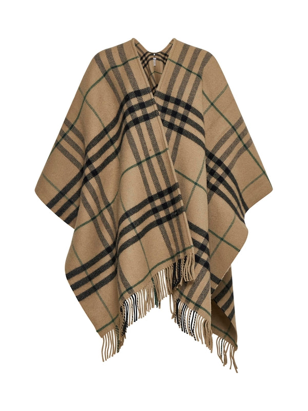 Check Fringe Wool Cashmere
  Cape