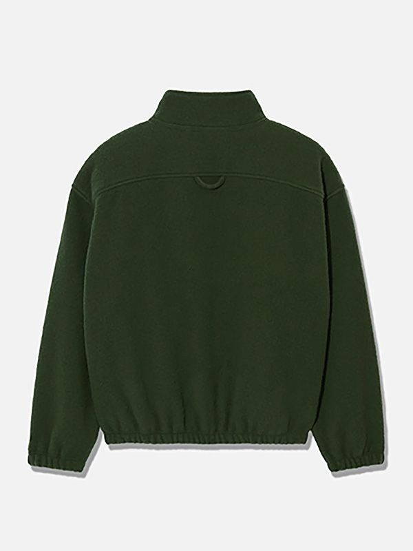 Pocket Detail High Neck Wool Half Zip-Up Knit