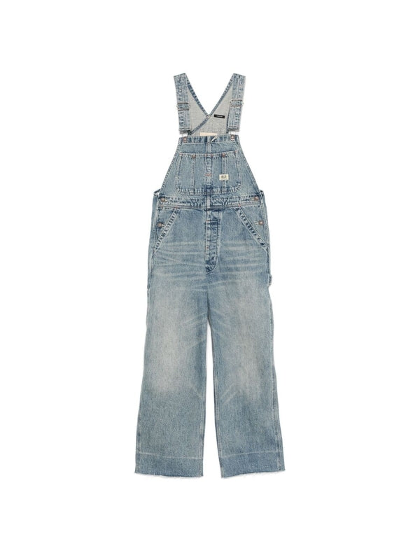 Logo Patch Denim Overalls Jumpsuit