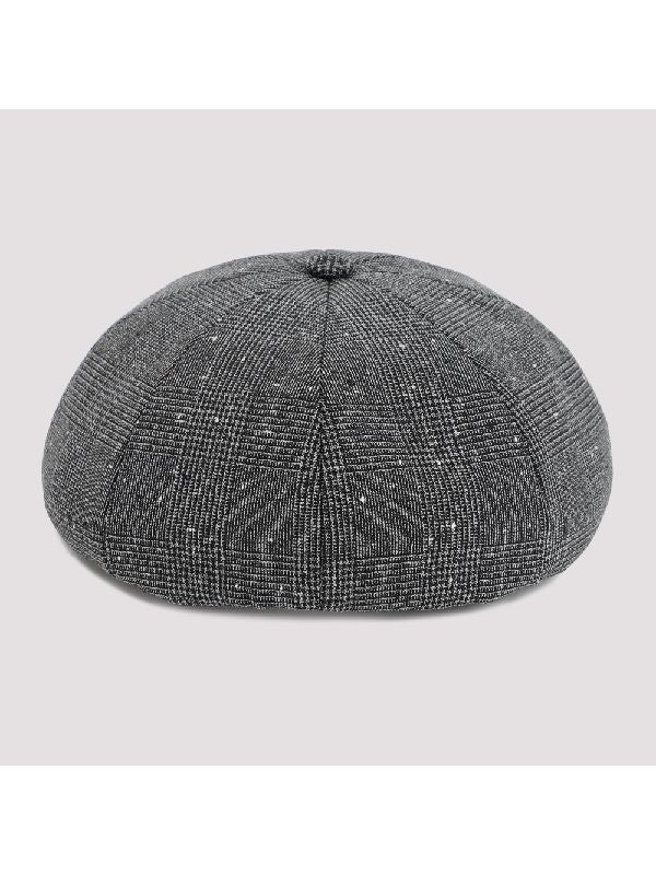 Houndstooth Check Wool Beret