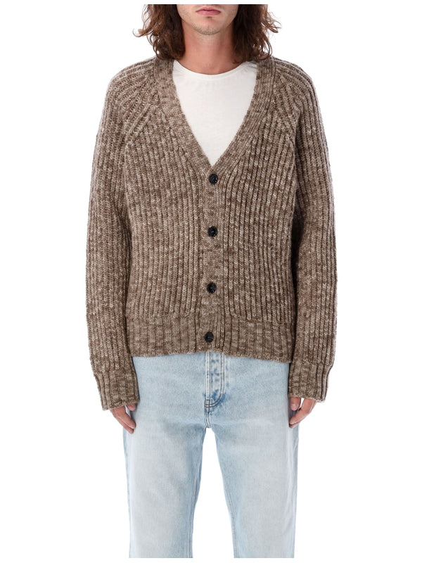 ami - V-Neck Rib Wool Cardigan - Jente