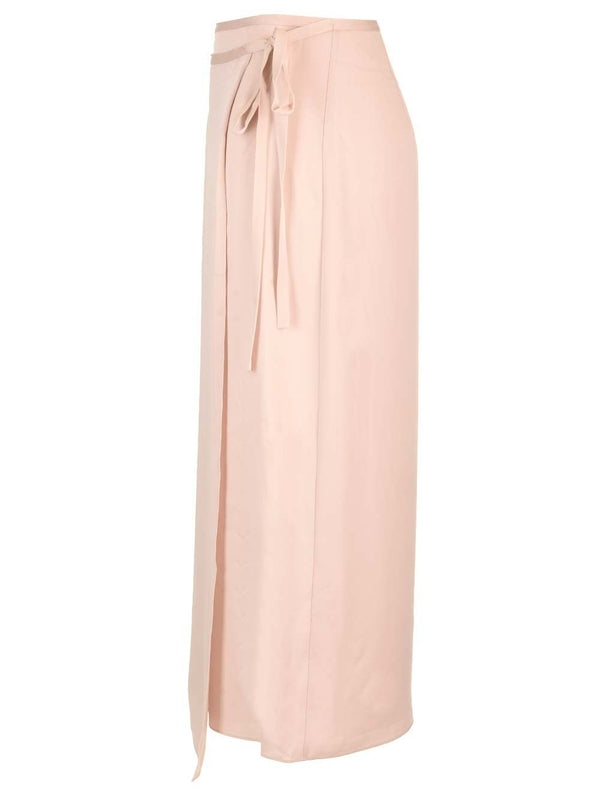 Wrap Silk Midi Skirt