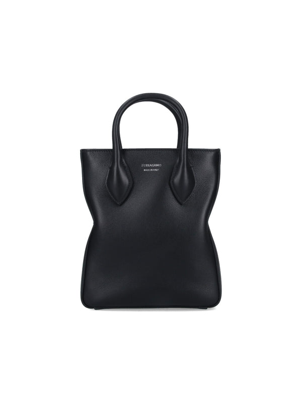 Logo Leather Small Tote Bag
