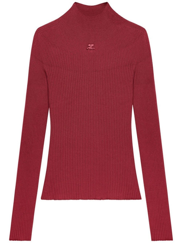 Logo Patch High-Neck Rib Knit