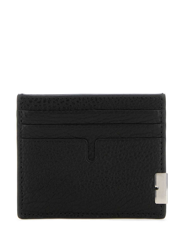 B Cut Leather Card Wallet