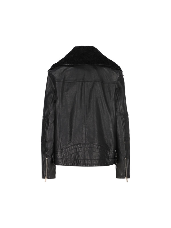 Detachable Collar Leather Biker Jacket