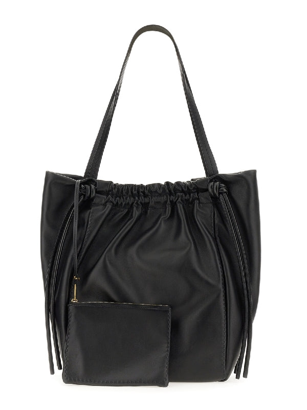 Drawstring Leather Tote Bag