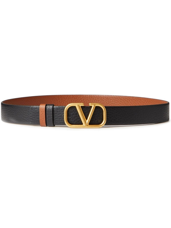 V Logo Leather Belt