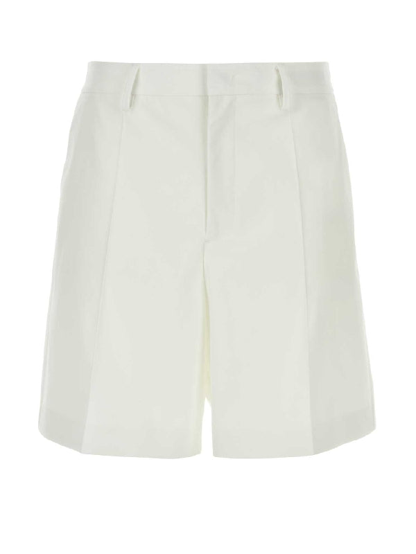 White Cotton Bermuda
  Shorts