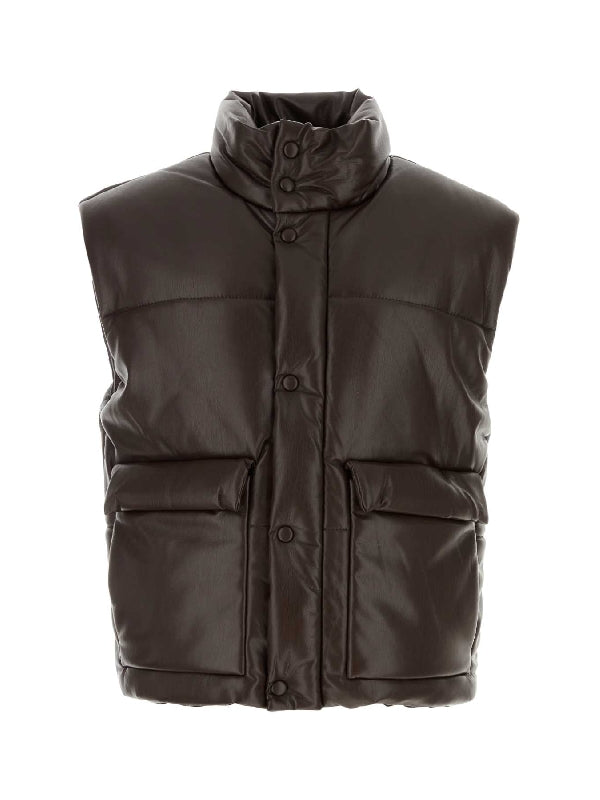 Faux Leather Vest Padded Jacket