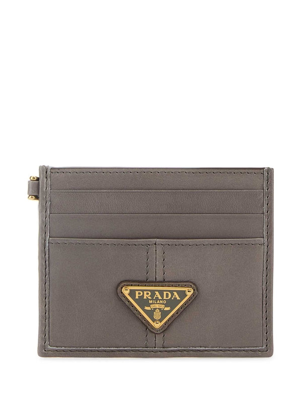 Triangle Logo Leather Card Wallet