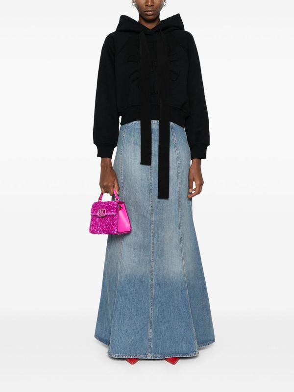 ドローストリング ロゴ クロップ パーカー