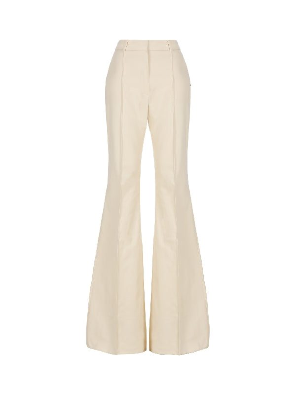 Beige Tailored Flare Pants