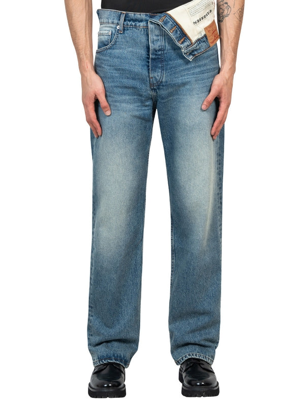 Asymmetric Waist Denim Pants