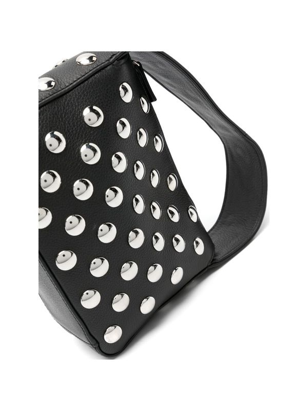 Stud Embellished Leather Tote
  Bag