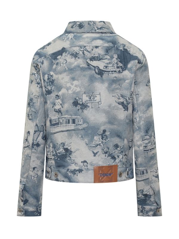 Allover Fresco Pattern Denim Jacket