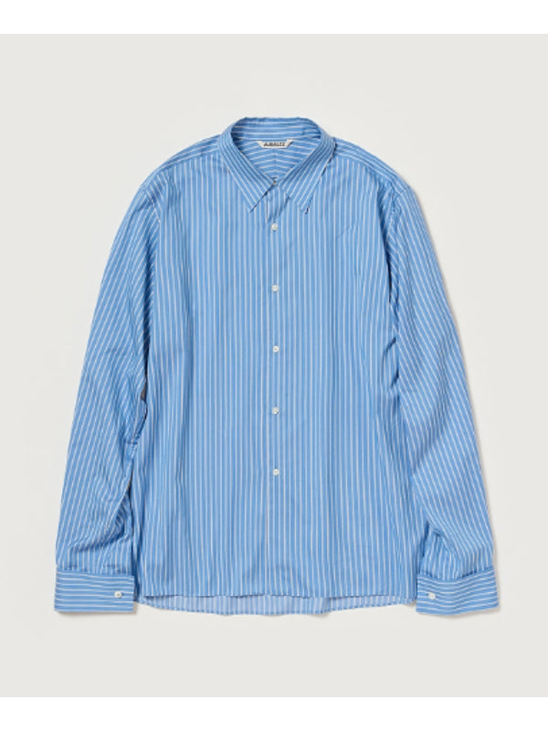Cotton Silk Blue Stripe Shirt