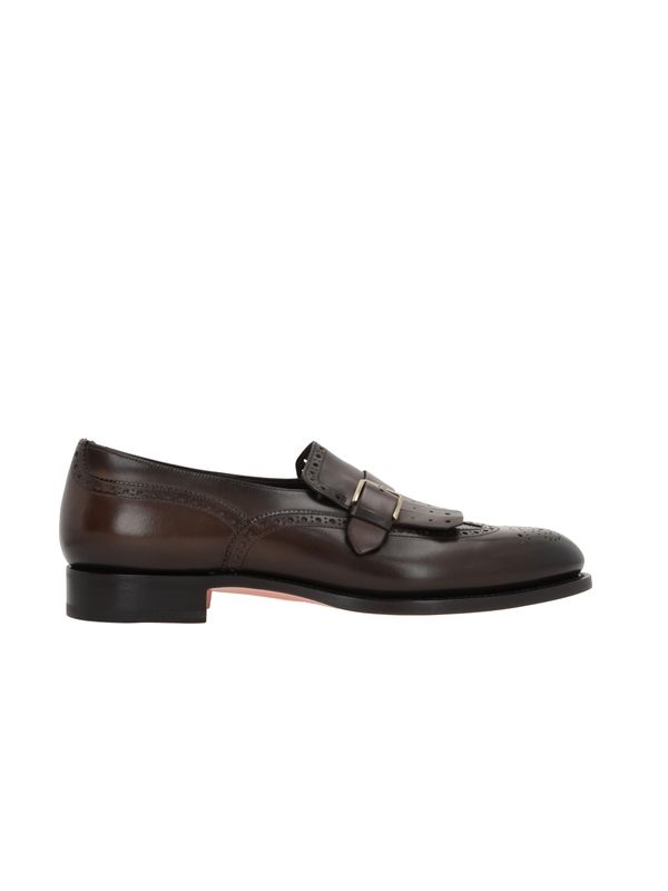 Buckle Strap Leather Loafers