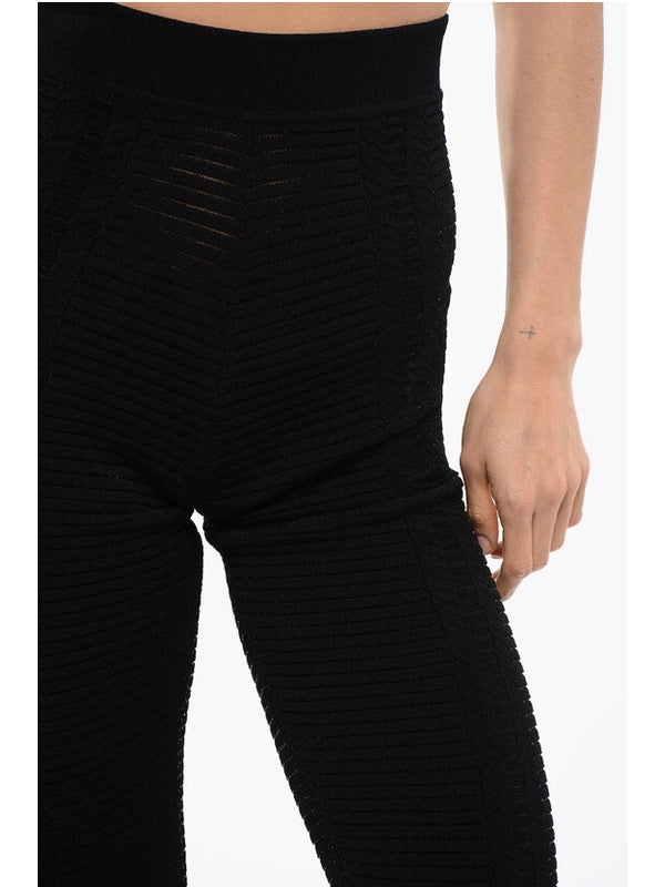 High-Waist Ribbed Knit Leggings