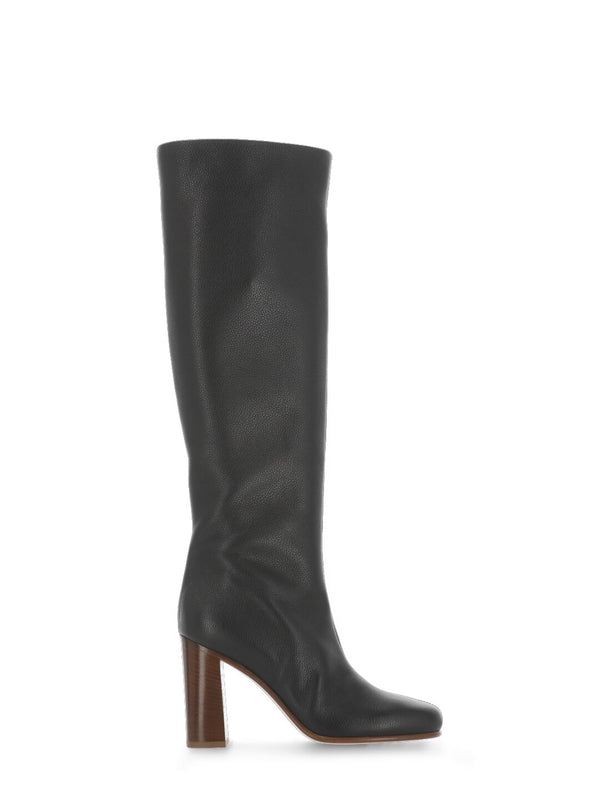 Black Calfskin High Boots