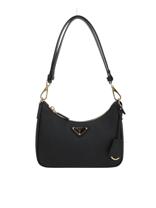 Triangle Logo Saffiano Leather Shoulder Bag