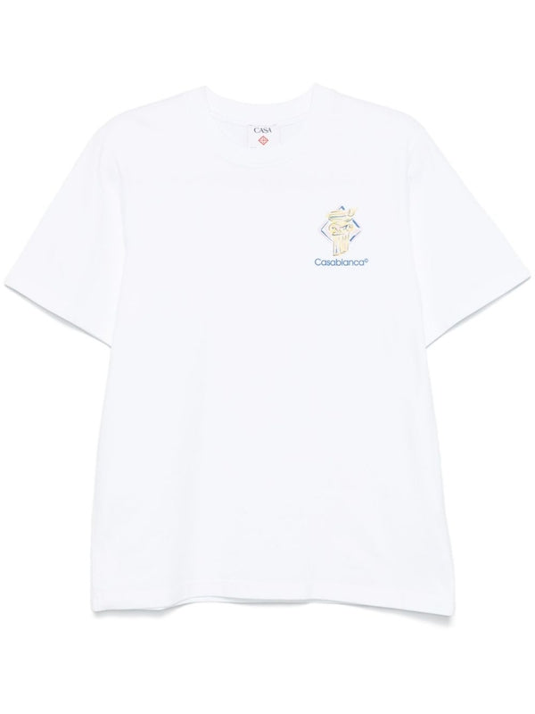 胸グラフィックプリントコットンTシャツ