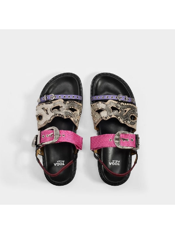 Multi Buckle Strap Slingback Sandal