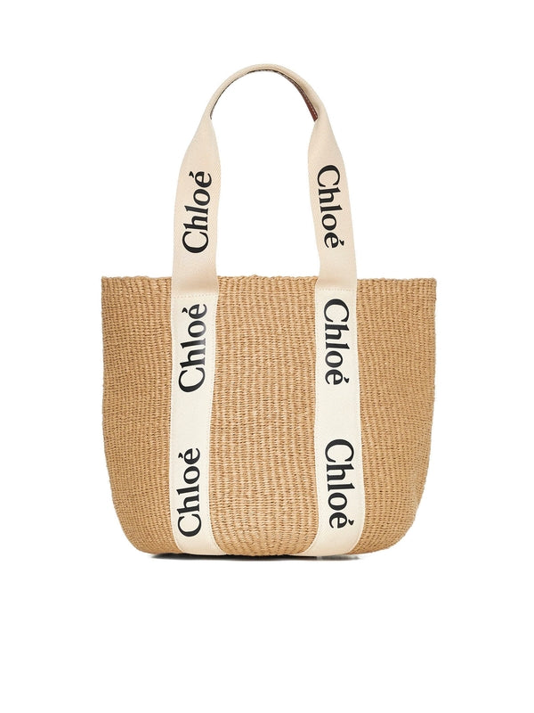 Woody Raffia Large Tote Bag