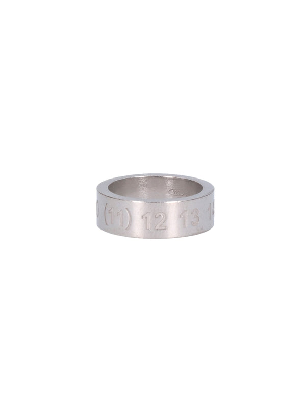 Engraved Number Logo Silver Ring