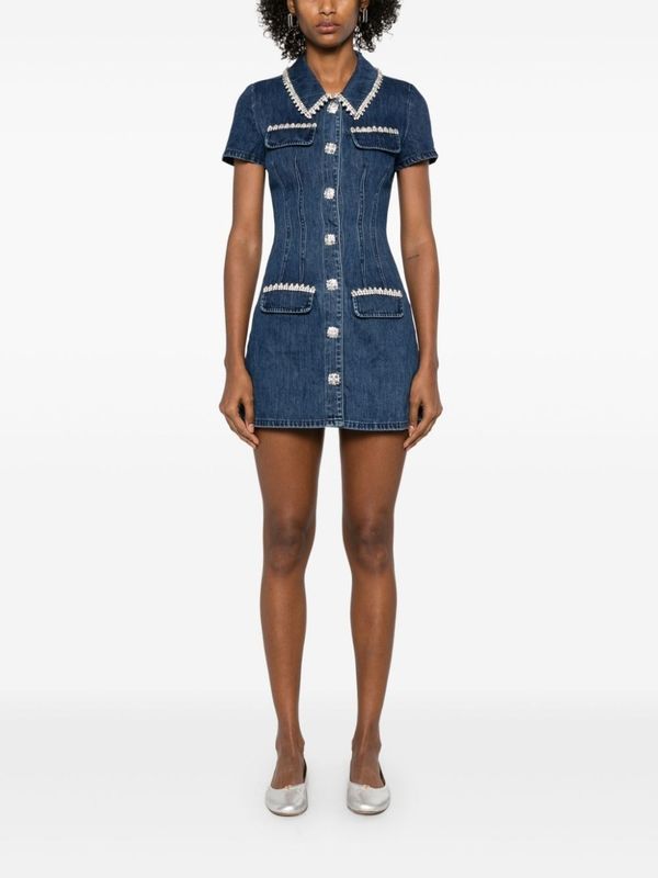 Jewel-Embellished
  Denim Mini Dress