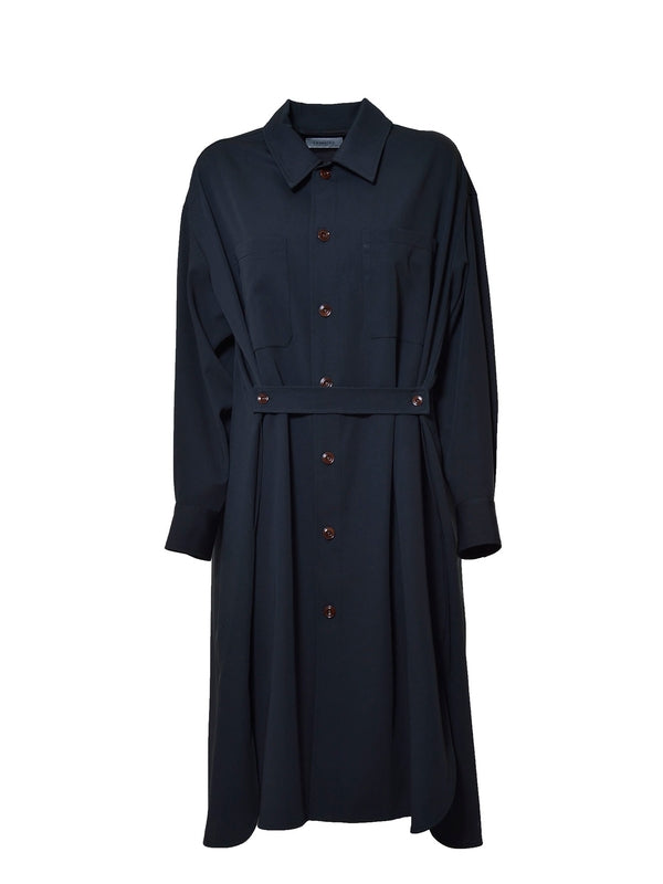 Two-pocket Wool Shirt Dress